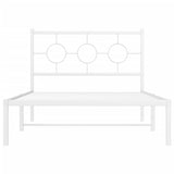 Metal Bed Frame without Mattress with Headboard White 107x203 cm King Single