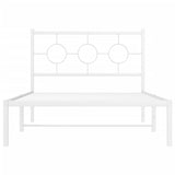 Metal Bed Frame without Mattress with Headboard White 107x203 cm King Single - 45-Degree Angle