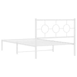 Metal Bed Frame without Mattress with Headboard White 107x203 cm King Single - Close-Up Angle