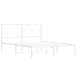 Metal Bed Frame without Mattress with Headboard White 135x190 cm