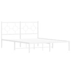 Metal Bed Frame without Mattress with Headboard White 135x190 cm