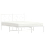 Metal Bed Frame without Mattress with Headboard White 135x190 cm