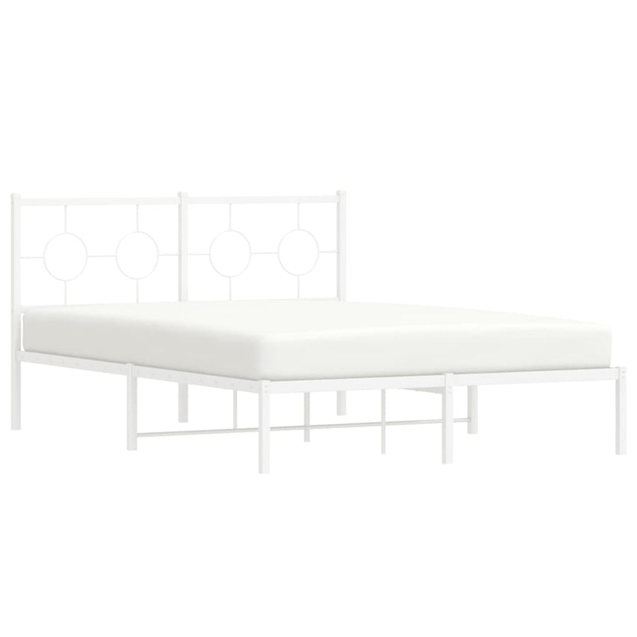 Metal Bed Frame without Mattress with Headboard White 135x190 cm
