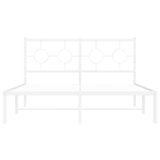 Metal Bed Frame without Mattress with Headboard White 135x190 cm