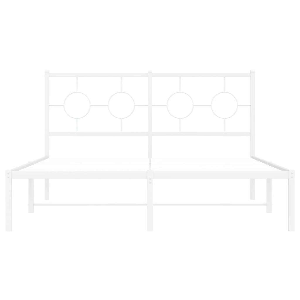 Metal Bed Frame without Mattress with Headboard White 135x190 cm