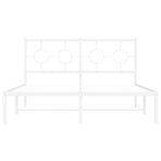 Metal Bed Frame without Mattress with Headboard White 135x190 cm