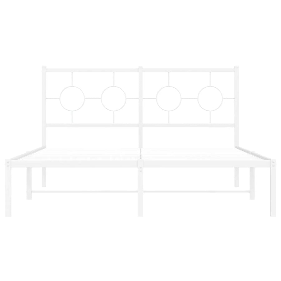 Metal Bed Frame without Mattress with Headboard White 135x190 cm