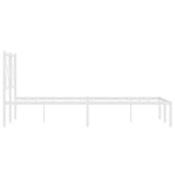 Metal Bed Frame without Mattress with Headboard White 135x190 cm - Rear View