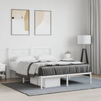 Metal Bed Frame without Mattress with Headboard White 135x190 cm