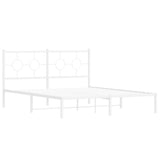 Metal Bed Frame without Mattress with Headboard White 150x200 cm