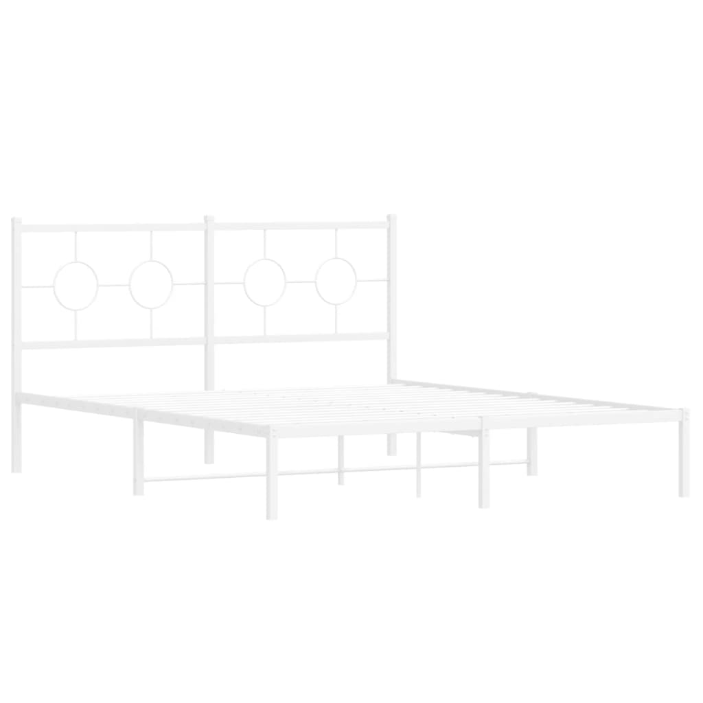 Metal Bed Frame without Mattress with Headboard White 150x200 cm