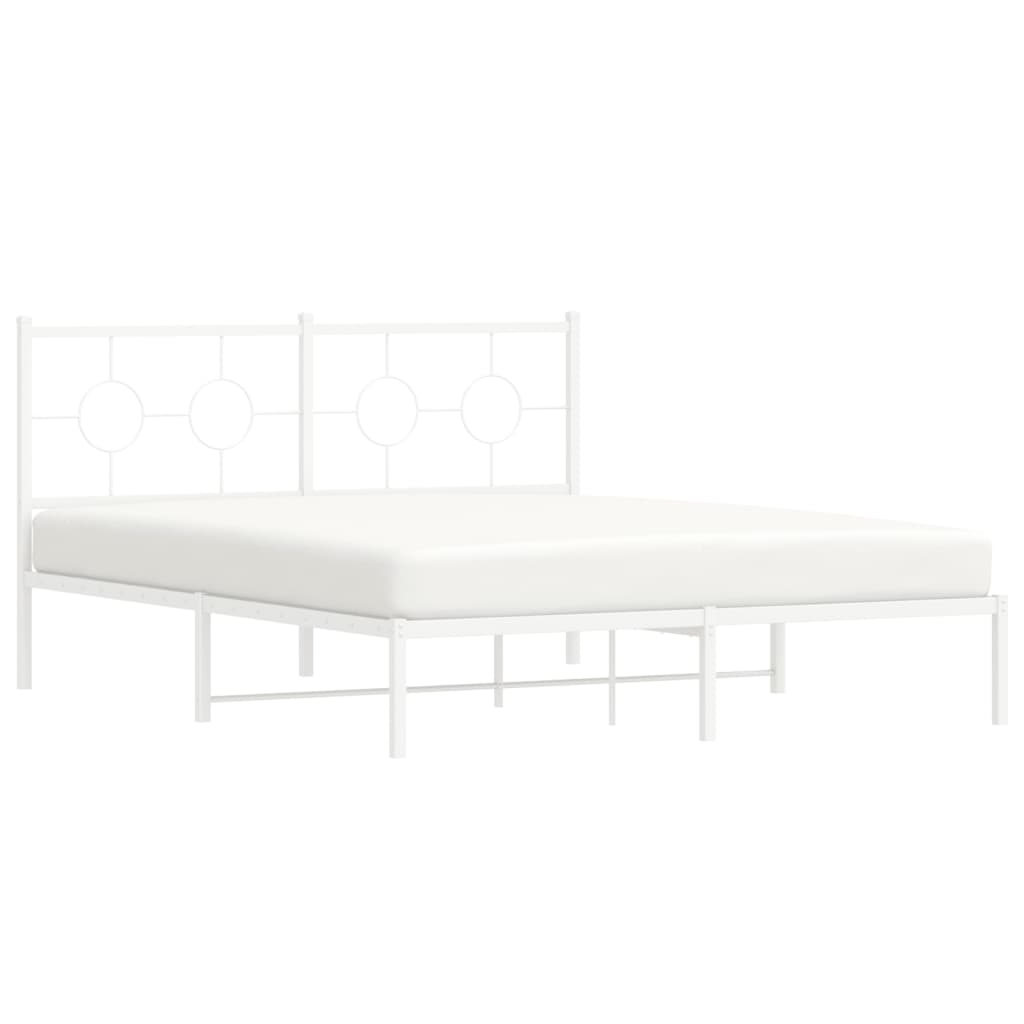 Metal Bed Frame without Mattress with Headboard White 150x200 cm