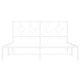 Metal Bed Frame without Mattress with Headboard White 150x200 cm - 45-Degree Angle