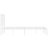 Metal Bed Frame without Mattress with Headboard White 150x200 cm - Rear View