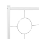 Metal Bed Frame without Mattress with Headboard White 150x200 cm - Low Angle