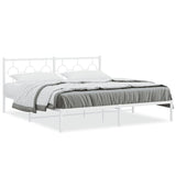 Metal Bed Frame without Mattress with Headboard White 183x203 cm King - Front View