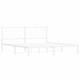 Metal Bed Frame without Mattress with Headboard White 183x203 cm King - Side View