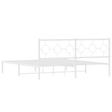 Metal Bed Frame without Mattress with Headboard White 183x203 cm King - Close-Up Angle
