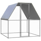 Chicken Cage Silver and Grey 2x2x2 m Galvanised Steel - Front View
