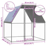 Chicken Cage Silver and Grey 2x2x2 m Galvanised Steel - 45-Degree Angle