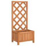 Planter with Trellis Brown Solid Wood Fir - Front View