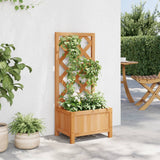 Planter with Trellis Brown Solid Wood Fir - Side View