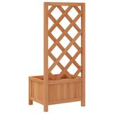 Planter with Trellis Brown Solid Wood Fir - Rear View