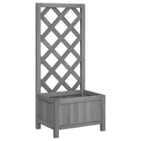 Planter with Trellis Grey Solid Wood Fir - Front View