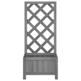 Planter with Trellis Grey Solid Wood Fir - Top-Down View
