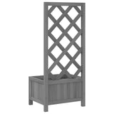 Planter with Trellis Grey Solid Wood Fir - Rear View