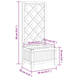 Planter with Trellis Grey Solid Wood Fir