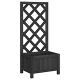Planter with Trellis Black Solid Wood Fir - Front View