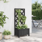 Planter with Trellis Black Solid Wood Fir - Side View