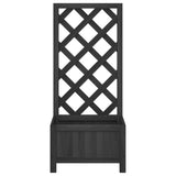 Planter with Trellis Black Solid Wood Fir - Top-Down View