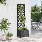 Planter with Trellis Black 40x30x135 cm cmSolid Wood Fir
