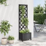 Planter with Trellis Black Solid Wood Fir - Side View