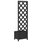 Planter with Trellis Black Solid Wood Fir - Rear View