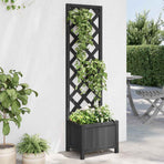 Planter with Trellis Black 40x30x135 cm cmSolid Wood Fir