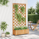 Planter with Trellis Brown Solid Wood Fir - Side View