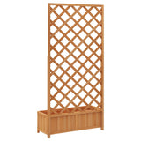 Planter with Trellis Brown Solid Wood Fir - Rear View