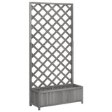 Planter with Trellis Grey Solid Wood Fir - Front View