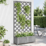 Planter with Trellis Grey 90x35x180 cm Solid Wood Fir