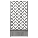 Planter with Trellis Grey 90x35x180 cm Solid Wood Fir