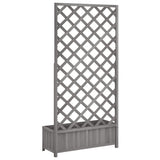 Planter with Trellis Grey Solid Wood Fir - Rear View