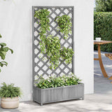 Planter with Trellis Grey 90x35x180 cm Solid Wood Fir