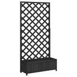 Planter with Trellis Black Solid Wood Fir - Front View