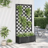Planter with Trellis Black Solid Wood Fir - Side View