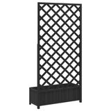 Planter with Trellis Black Solid Wood Fir - Rear View