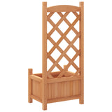 Planter with Trellis Brown Solid Wood Fir - Rear View