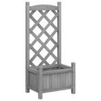 Planter with Trellis Grey 40x30x90 cm Solid Wood Fir
